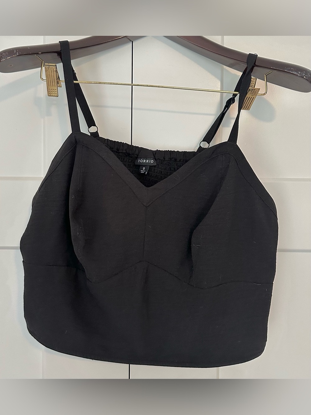 torrid Black V-Neck Adjustable Strap Crop Cami